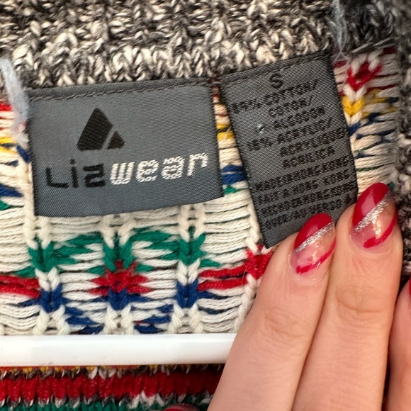 Vintage 80’s/90’s Lizwear Multicolor Fair Island Style Colorful Knit Cardigan S - Picture 2 of 7